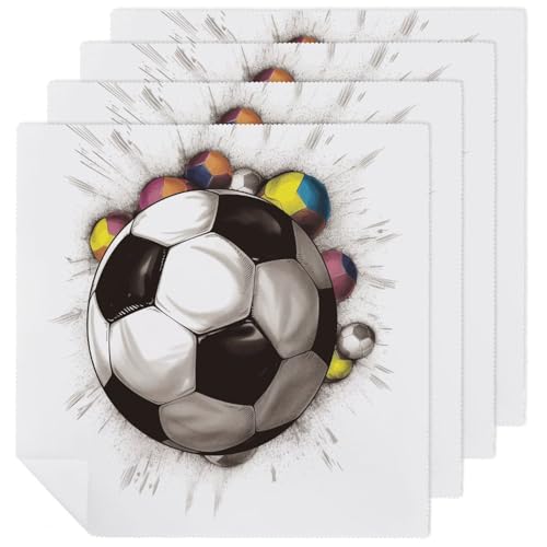 Servilletas De Tela Con Estampado De Fútbol Pack De 4 miniatura 1