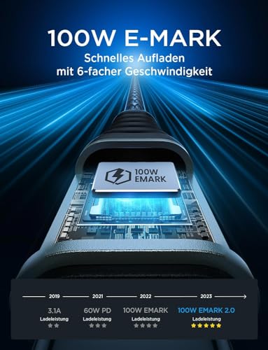 USB-C Schnellladekabel AINOPE 3m 100W für schnelle Datenübertragung