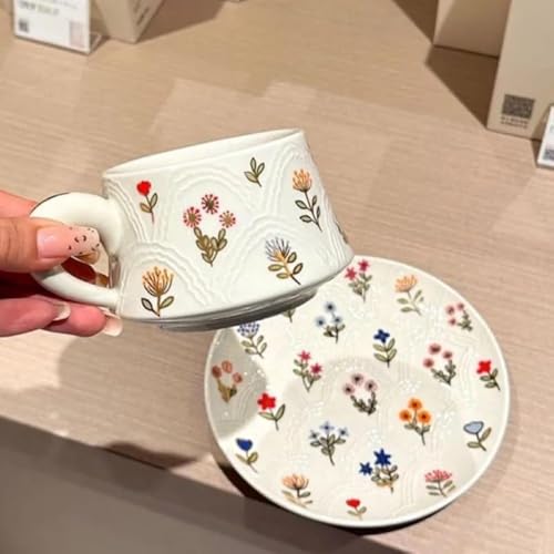 Zxyler 北欧 コーヒーカップ セット 磁器 ペアマグ 喫茶店 誕生日 プレゼント ギフト 和食 陶器 花柄 おしゃれ デザイン 洋食器 美しいデザイン 食器 シンプル 新生活コーヒーカップ・マグ