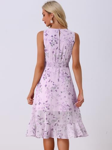 Allegra K Women's Summer Dresses 2025 Wrap Ruffle High Low Hem Round Neck Keyhole Back Sleeveless Floral Dress4