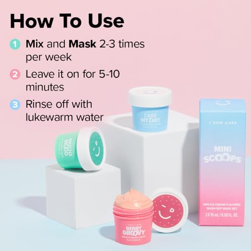 I DEW CARE Wash Off Face Mask Skincare Gift Set - Mini Scoops | Facial Masks, Matcha, Korean Skincare, Pore Cleansing Mask, Cruelty-Free, Travel Size, Mini Set, Stocking Stuffers, Teen Girl Gift Set