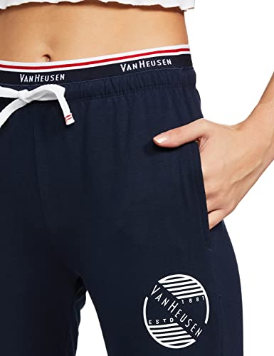 Image of Van Heusen Women Athleisure Antiviral Regular Fit Joggers - Body Hug, Moisture Wicking, Reflective Trim 66308 Dark Navy L