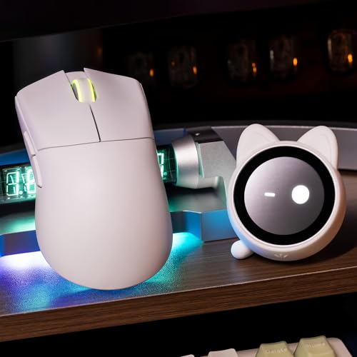 Image of WLMOUSE Huan 48g Ultra-Lightweight Magnesium Alloy Gaming Mouse,8K Voice & Display Receiver, Dual 8K Wireless /Wired, PAW3950HS Sensor, RGB Wheel Lighting, Nordic 54H20 (White(OM Switch))