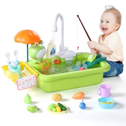 Lavliy 3-8 Year Old Boy Gifts Play Sink with Running Water Play Table Mud Kitchen Role Play Toys for 3-8 Year Old Girls Gifts Play Kitchen Boys Toys Age 3-8 Toy Kitchen Toddler Kitchen Toy Sink