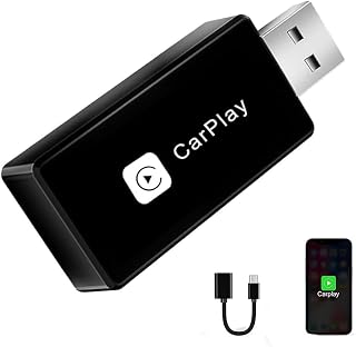 Wireless CarPlay Adapter, Converts Wired to Carplay Wireless Adapter for iPhone, Plug and Play-Seamless Fast Response Stable Bluetooth Connection CarPlay for Apple iPhone iOS 10+ and Cars (Black) - Amazon product rated Grade A