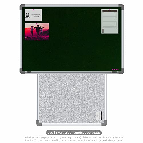 Image of Scholar Art Metis 2x3 Feet Fabric Pin-up Display Board for Wall & Study Table | High Strength Velvet Cloth + High Density Soft Board for Pinning Photos, Sticky Notes & Reminders (Dark Green)