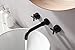 SITGES Matte Black Bathroom Faucet, Double Handle Wall Mount Bathroom Sink Faucet and Rough in Valve Included (Matte Black)