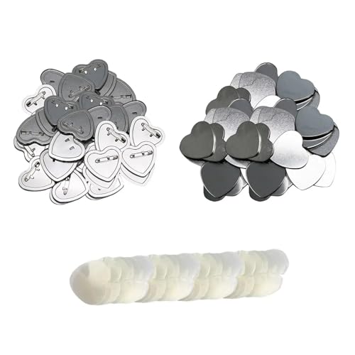 Fournitures de badges vierges cœur pour machine à badge, pièces de boutons pour bricolage x100