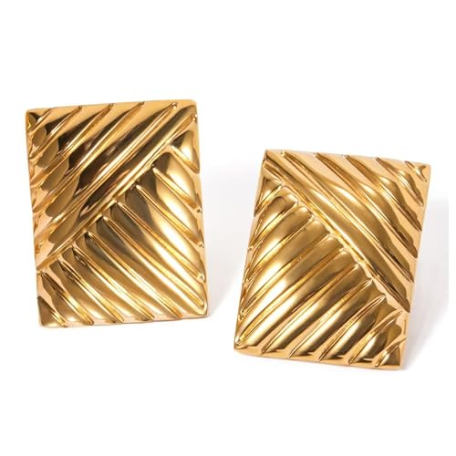 Chunky Vintage Square Earrings – Gold Statement Jewelry for Women