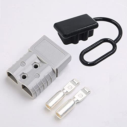 Mr.Brighton LED 50Amp Anderson Compatible 2 Pole Power Connector Plug Grey w/Terminals for #10/12 AWG Wire[4 housing+8 Terminal pins+4 dust Covers]