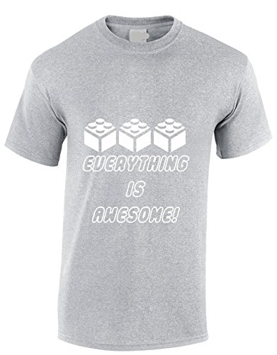 Image of Crown Designs Everything is Awesome Family Movie Film Inspired for Men & Teenagers T-Shirts Tops - Grey/XX-Large