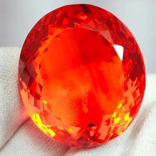 Natural 100.50 Ct Mexican Fire Opal Red Orange Oval Cut Certified Loose Gemstone for Jewellery Making