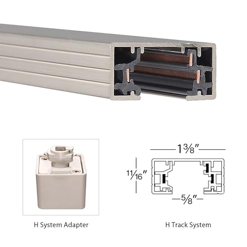 Image of WAC Lighting H Track 120V Live End Conduit, NM /NMC or BX Wire to Power Track from Electric Box for H Style 3-Wire Track Systems in Brushed Nickel