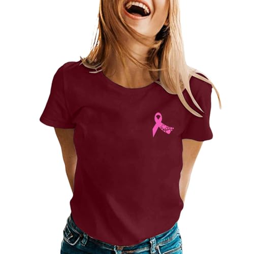 Camisetas Mujer Camisetas Gráficas Ropa Verano Manga Corta Blusa Blanca Con Rayas Negras, Vino, S
