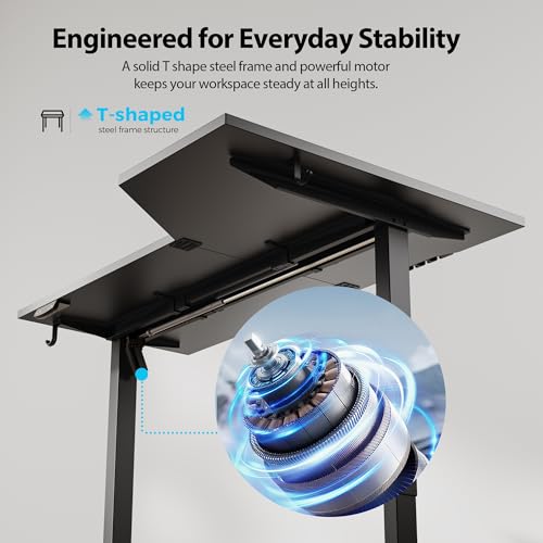 Image of Agilestic Electric Standing Desk, Height Adjustable Desk, 55 x 32 Inch Sit Stand up for Work Office Home, L Shaped Ergonomic Rising Computer Table with Memory Preset, Black