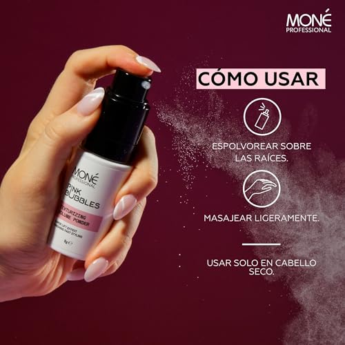 MONÉ PROFESSIONAL Polvos Voluminizadores Pelo Mujer - Volumen Instantáneo - Texturizador de Cabello - Aroma Suave de Vainilla - Levanta la Raiz - Hair Volume Powder Spray - 8 g - imagen 5