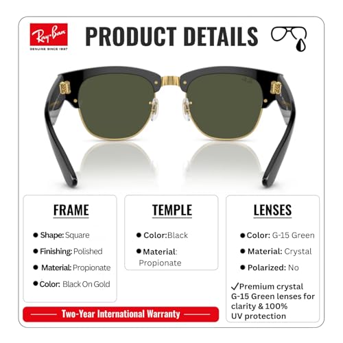 Image of Ray-Ban RB0316S MEGA CLUBMASTER Square Shaped Sunglasses for Men & Women with Official RAYBAN Eyewear Kit