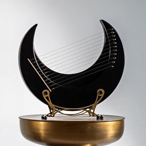 Kwueiit 15弦ライアーハープ Cトーンムーンライアーハープ小型ハープ チューニングレンチ ソングブッ 予備弦付き ポータブル簡単学習 ク チンリラハープ初心者や音楽愛好家向けの木製楽器 ブラック (ブラック)