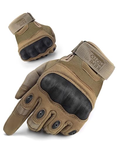 KEMIMOTO Taktische Handschuhe Militär Einsatzhandschuhe mit Kohlefaser Knöchelprotektor und Touchscreen Atmungsaktiv Vollfinger für Bushcraft Jagd und Security