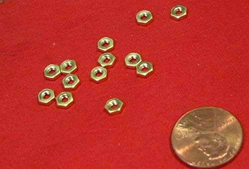Brass Hex Nuts RH 2-64 Thread x 3/16 W x 1/16 H 200 Pcs
