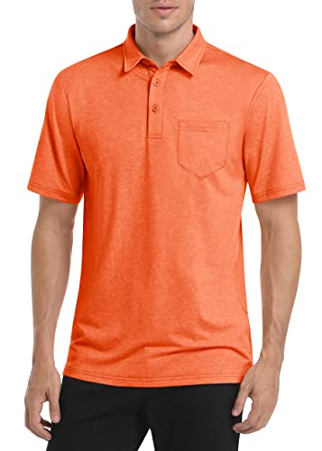 Tacvasen Golf Shirt For Men Short Sleeve Casual Performance Golf Hiking Collared Polo T-Shirt Orange, 2Xl #TOP15
