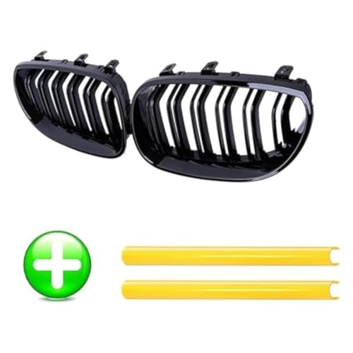 Grille pare-choc avant centrale pour E60 E61 Série 5 2003-2009 calandre jaune - 7