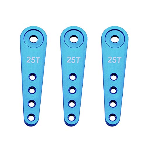 3Pack Vgoohobby 25T Aluminum Alloy Servo Horn Extension Steering Arm 37Mm Compatible With Futaba Savox Power Hd Hsp Himoto Mg995 Mg996 Servos 1/10 Redcat Trx-4 Axial Scx10 Rc Car (Blue) #TOP9
