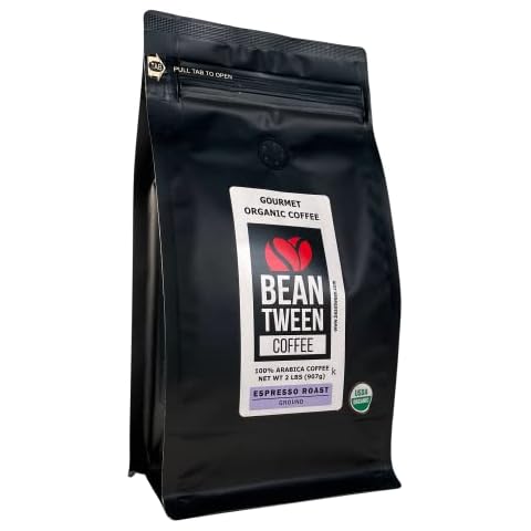 Beantween Coffee: Premium Organic ESPRESSO ROAST Ground (2 lb) of 100% Arabica Coffee – Low Acid, MOLD-FREE, Certified Organic, Kosher, Single Origin, Woman-owned Cover