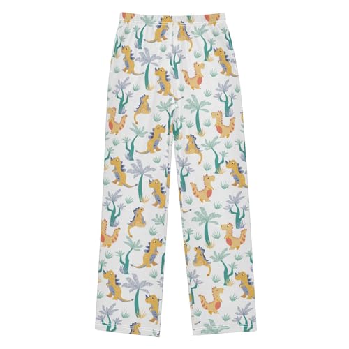 ZZXXB Cartoon Dinosaur and Tree Boys Long Pants Soft Trousers Elastic Waist Kids Lounge Bottoms with Pockets S-XL