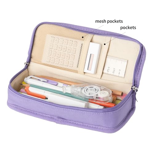 Image of Daily Purple Pencil Case, Large Capacity Pencil Pouch with Ample Storage, Simple Design for Students and Professionals
