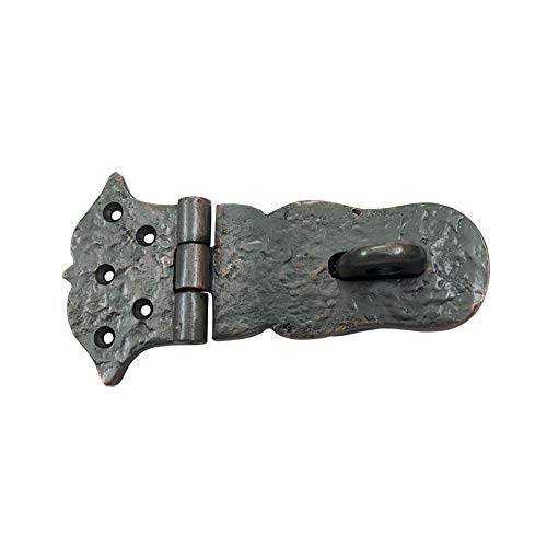 Image of Adonai Hardware inchParan inch Heavy Duty Cast Iron Safety Locking Hasp and Staple (6 inch x 4 Pack, Oil Rubbed Bronze) for Vintage Pirates Treasure Chest, Trunks, Wooden Jewelry Box, Cases, Furniture and Sheds