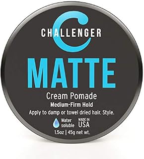 Challenger Men’s Matte Cream Pomade, 1.5 Ounce | Natural Finish, Clean & Subtle