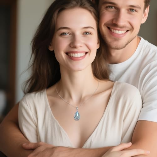 ONEFINITY Filigree Moonstone Necklace 925 Sterling Silver Bohemian Irish Celtic Necklace Abalone Shell Filigree Jewelry Gifts For Women3