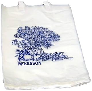 McKesson Bedside Bags - Polyethylene, Blue and White Floral Print, Open-Ended, Disposable - 0.5 mil, 7 in x 11.5 in, 100 Count, 1 Pack