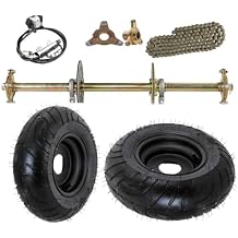 32" Go-kart Rear Live Axle Kit 420 Sprocket Chain 3 Stud Wheel Hub Brake Caliper with 13x5.00-6 Tires Wheels for Racing Go Kart ATV Quad Buggy Golf Cart Drift Trike Karting DIY Rebuilds