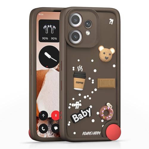 Image of Bintage Ball Bear| Donut| Milk Cake| Baby| Coffee Rubber Case Camera Protection Back Cover Compatible for CMF by Nothing Phone 2 Pro - Brown