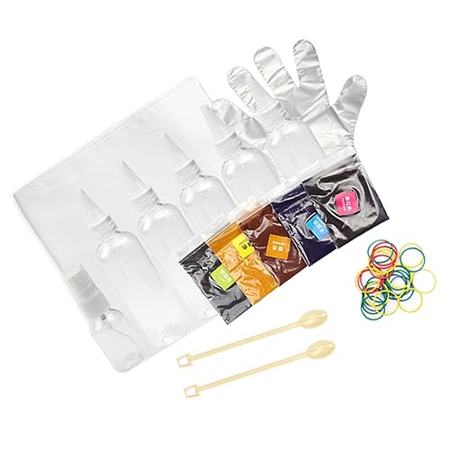 HOMSFOU DIY Craft Supplies Tie-dye Pigment Set 5 Solid Colors Elastic Ring Gloves Shaker Scoop for Home Art Projects