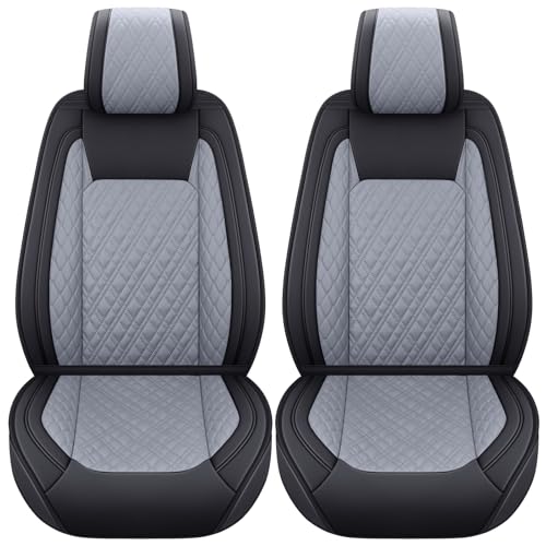 Image of Aierxuan Front Toyota Tundra Seat Covers Waterproof Leather (Black-Gray)