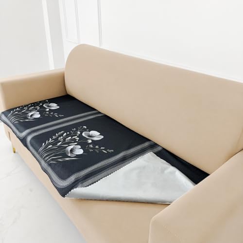 Image of Homerz Premium Waterproof Jasmine Joe Sofa Seat Cover - Floral Printed Sofa Protector | Non-Slip, Washable & Durable Sofa Protector (Grey, 7 (3+2+2) Seater)