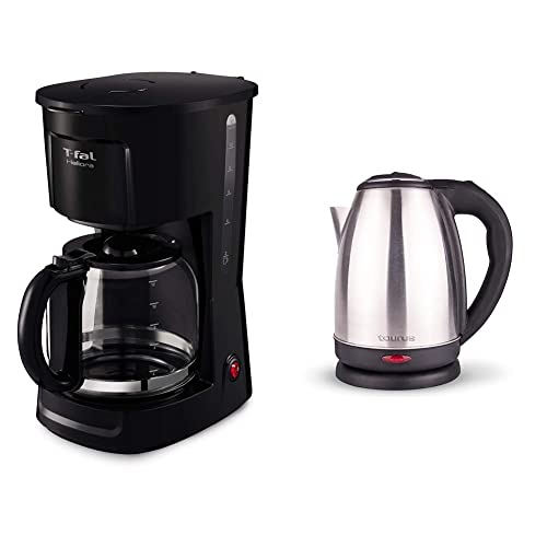 Reviews de Cafetera T Fal más recomendados. 44 T-fal Cafetera de Goteo CM1408MX Heliora de 12 tazas, color Negro + CARONTE Taurus-Hervidor de Agua Eléctrico- Tetera Eléctrica- Jarra Inalámbrica- 2 Litros- 1000 W- Acero...