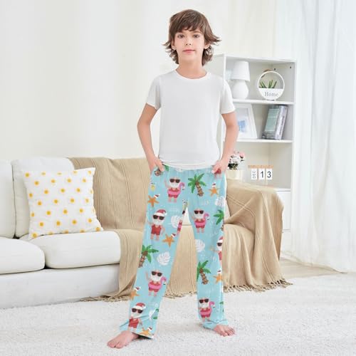 Boys' Pants Tropical Christmas Summer Santa Claus Long Bottoms Jogger Pants Elastic Waist Trousers with Pockets S-XL3