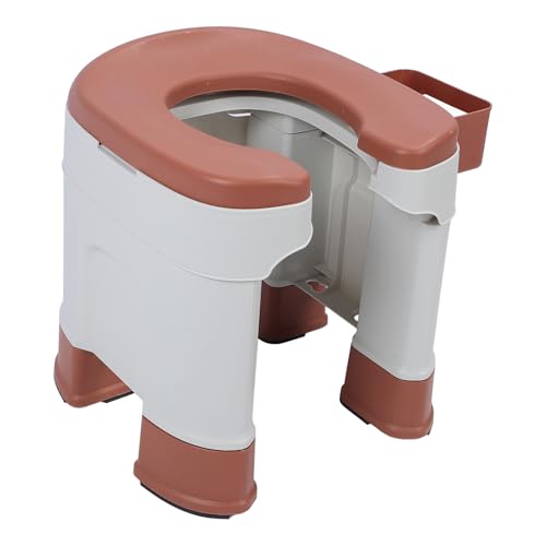 Stylebest Toilet Shower Chair Safety Non Slip Base Folding Commode Toilet Chair with Tissue Box for Pregnant Women Elderly with Tissue Box Khaki