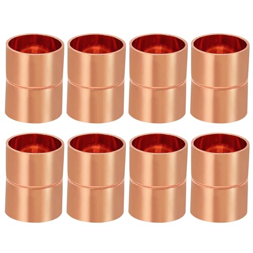 PATIKIL 7/8 Inch ID Copper Coupling Fittings, 8 Pcs Rolled Tube Stop Straight Pipe Fitting Welding Joint for HVAC Air Conditioning Plumbing Refrigeration