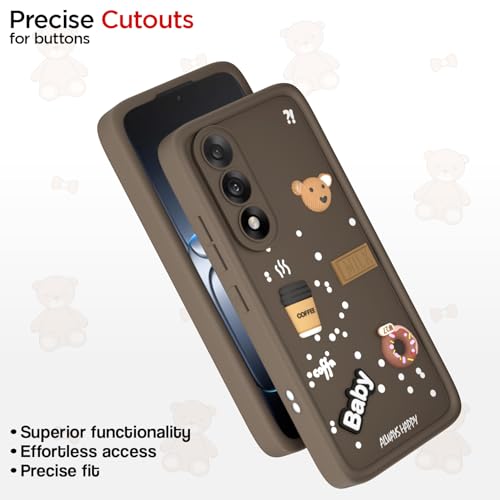 Image of Pikkme Back Cover for Oneplus Nord 5 5G | 3D Bear Silicone Cute & Fun Coffee Cartoon | Full Body Protection Bumper Case (Brown)