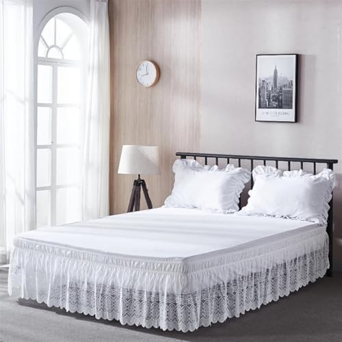 Falda de cama de encaje con volantes blancos jacquard CK 4