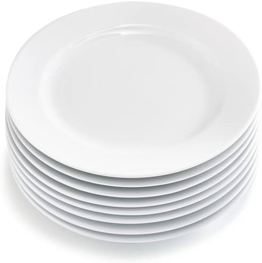 MN 6 Piece Melamine Flat Plate for Serving Desserts and Meats White Color Easy to Store Durable Break Resistant Dishwasher Safe Multiple Sizes | Serving Plate for Meat and Desserts (11 Inch | 27.5 cm)