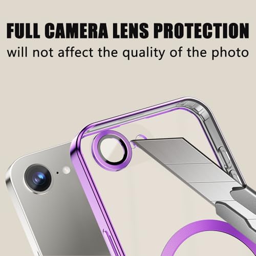 Image of Misscase for iPhone 17e & iPhone 16e Magnetic Glitter Case Compatible with MagSafe,Camera Lens Protector Full Protection Elegant Anti-Scratch Dust-Proof Net Cover for iPhone 17e & iPhone 16e Purple