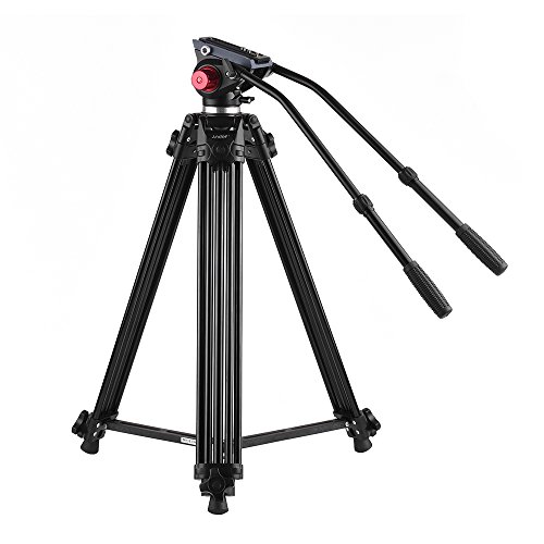 Andoer Professional Fluid Head Tripod with Dual Handled, 67inch/170cm Max Load 10kg Portable