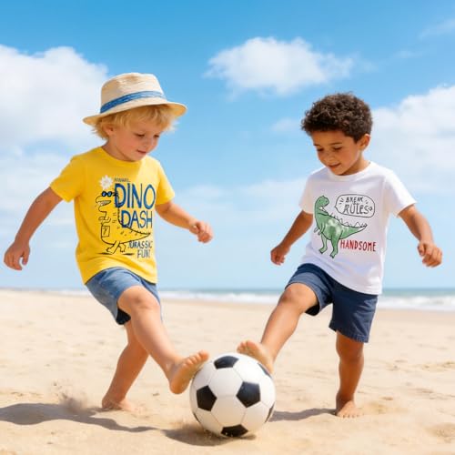 Image of DEEKEY Toddler Boys Shirts Short-Sleeve Little Kids t Shirts Boys' Tops, Tees & Shirts Graphic TEE Age for 2-7 Years 4-Pack