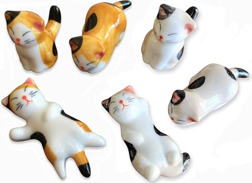かわいい飾り猫箸置き 雑貨 セラミック箸置き 6パック 家族、勉強、ダイニングテーブル、ダイニング 居酒屋に適しています。
